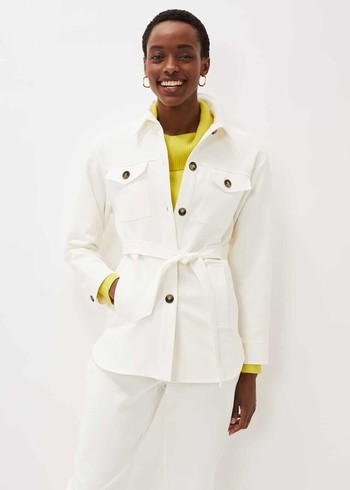 Phase Eight Ivie Belted Shacket Jackets White USA | 8023754-AD